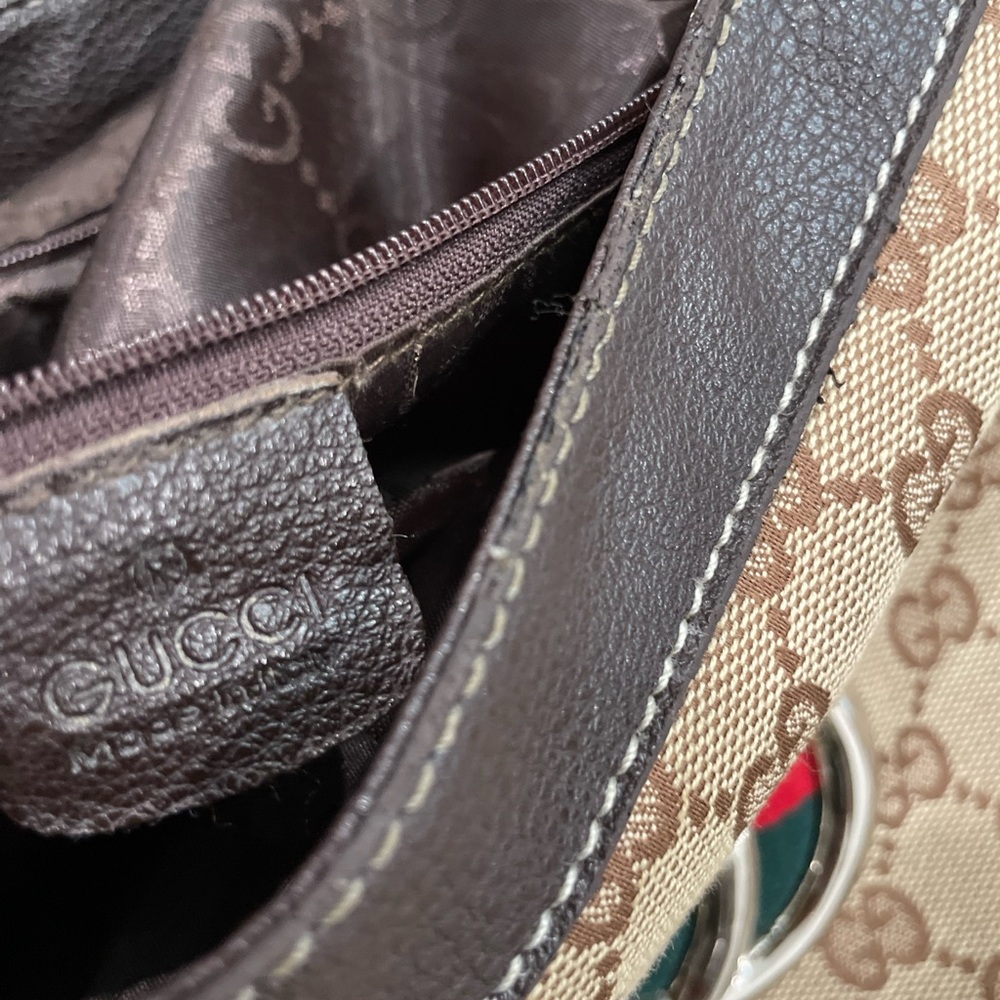 SOLD!! GG Brown and Tan Shoulder Bag with GG Monogram - Picture 4 of 9